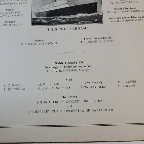 1938 T.S.S. Rotterdam North Cape Russia Cuise Itenerary Ship's Program Journal